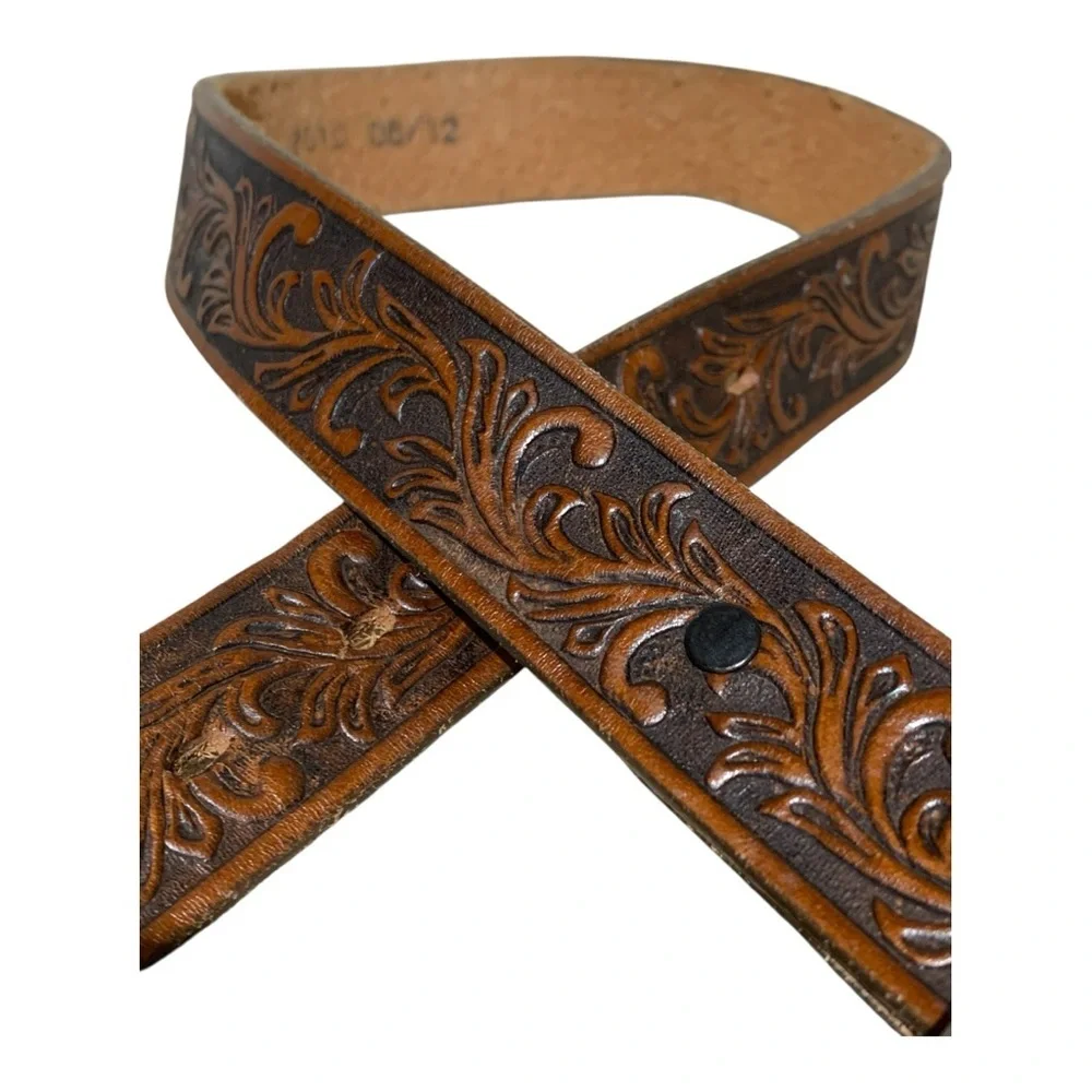 Kids Vintage Tony Lama Leather Belt with Silver Buckle